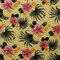 1 Yard Hibiscus Plumerias Palm Elephant Ear Cotton leaves Fabric Fabric, 36in L x 56in W Upholstery Fabrication